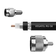 Кабельная сборка VEGATEL RG-58 A/U (ГОСТ, PVC, черный) (SMA-male - N-male) 5м.